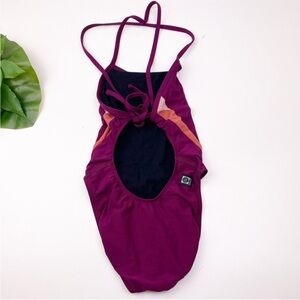 Jolts “Remy” Tie-back Swimsuit One Piece Onesie Size 26 (2/4) Plum Rust.
